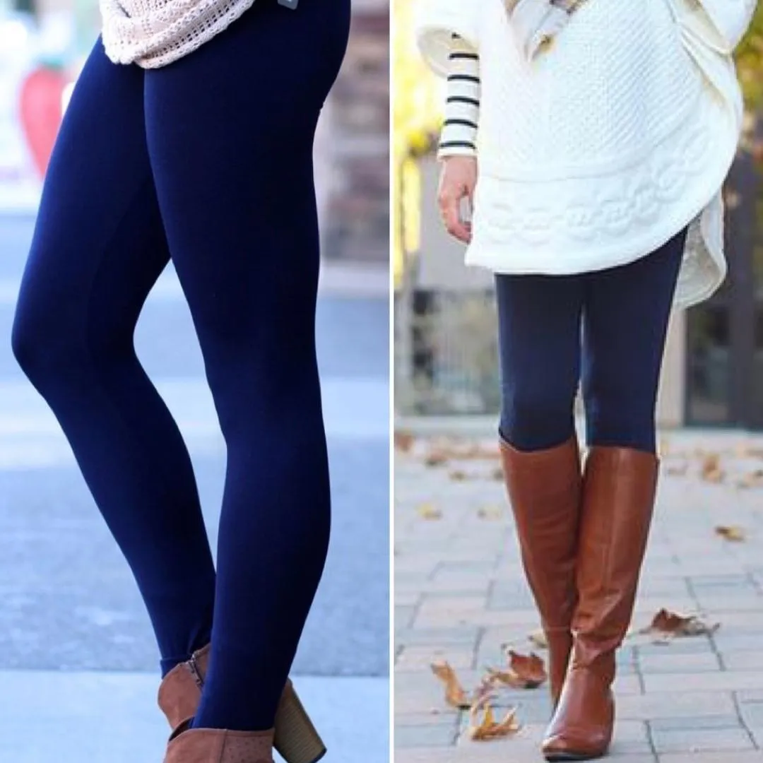 Plum High Rise Tummy Control Fleece Leggings - OS