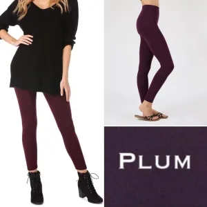 Plum High Rise Tummy Control Fleece Leggings - OS