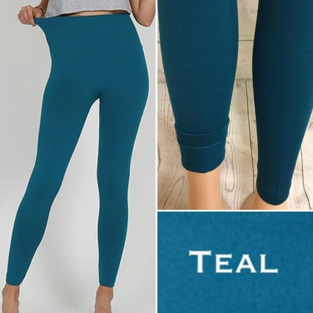 Plum High Rise Tummy Control Fleece Leggings - OS