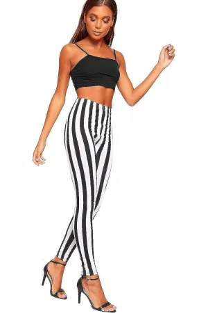 Plus Size Monochrome Contrast Stripe High Waist Leggings