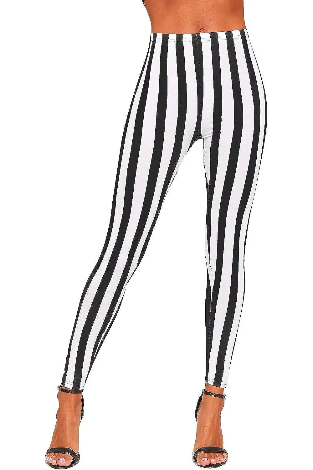 Plus Size Monochrome Contrast Stripe High Waist Leggings