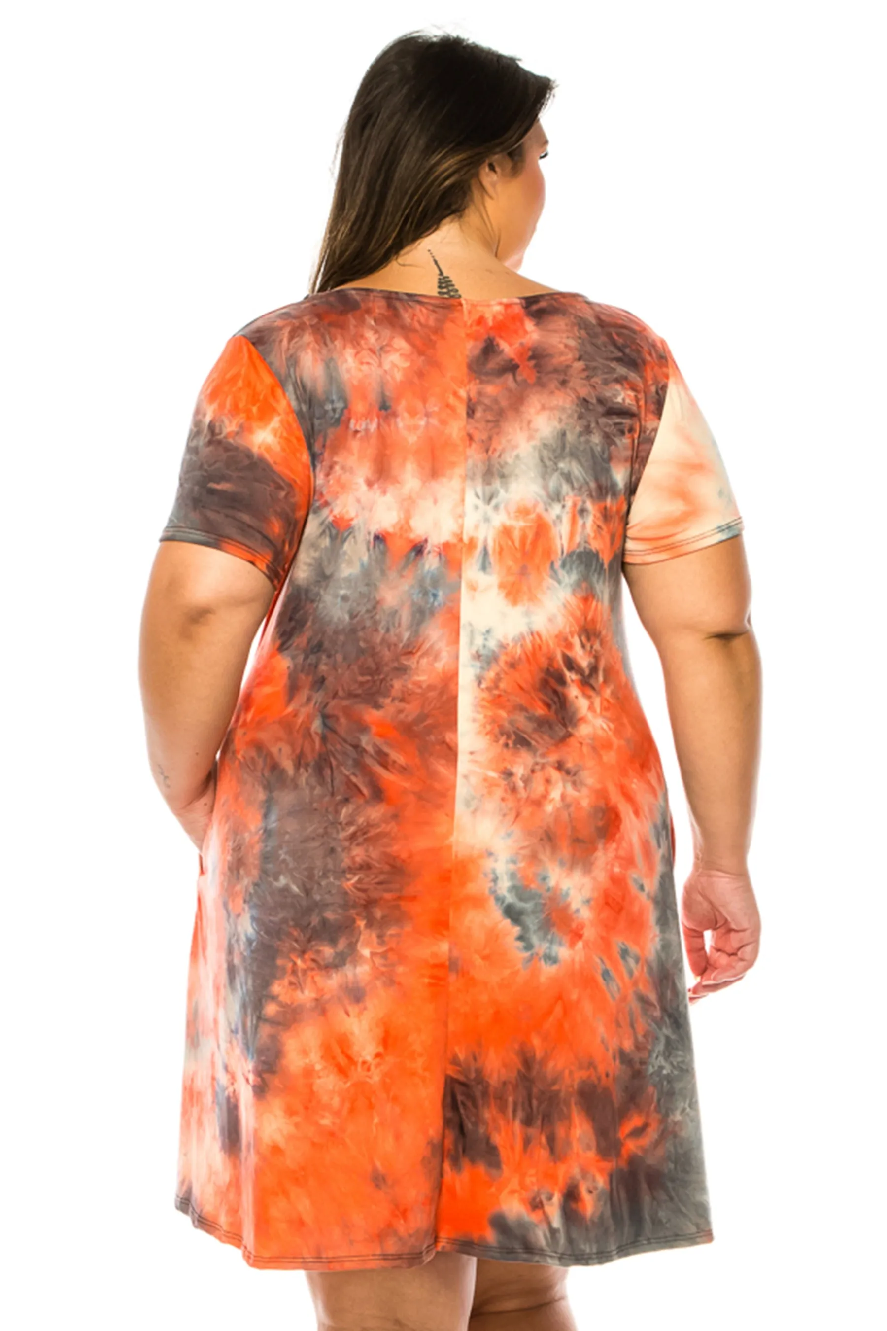 PLUS SIZE Printed Short Sleeve Dress with Round Neckline D765-X $10Each