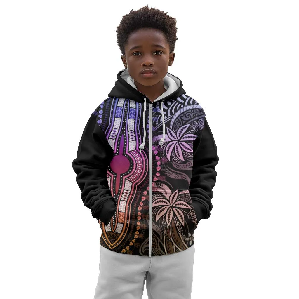 Polynesia Mixed African Dashiki Kid Hoodie Afro-pacific Culture - Pastel LT9