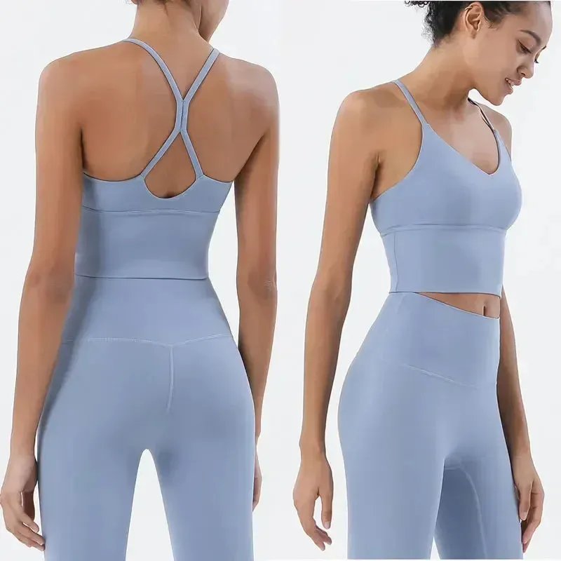 Premium Women's Gym Sports Bra & Leggings Set – High Waist, Breathable, Quick-Drying Naked Feeling Fitness Outfit, Yoga & Workout Apparel, 80% Nylon, 20% Elastane