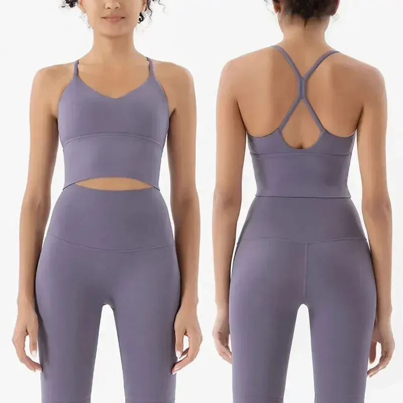 Premium Women's Gym Sports Bra & Leggings Set – High Waist, Breathable, Quick-Drying Naked Feeling Fitness Outfit, Yoga & Workout Apparel, 80% Nylon, 20% Elastane