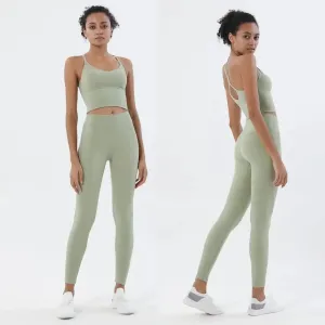 Premium Women's Gym Sports Bra & Leggings Set – High Waist, Breathable, Quick-Drying Naked Feeling Fitness Outfit, Yoga & Workout Apparel, 80% Nylon, 20% Elastane