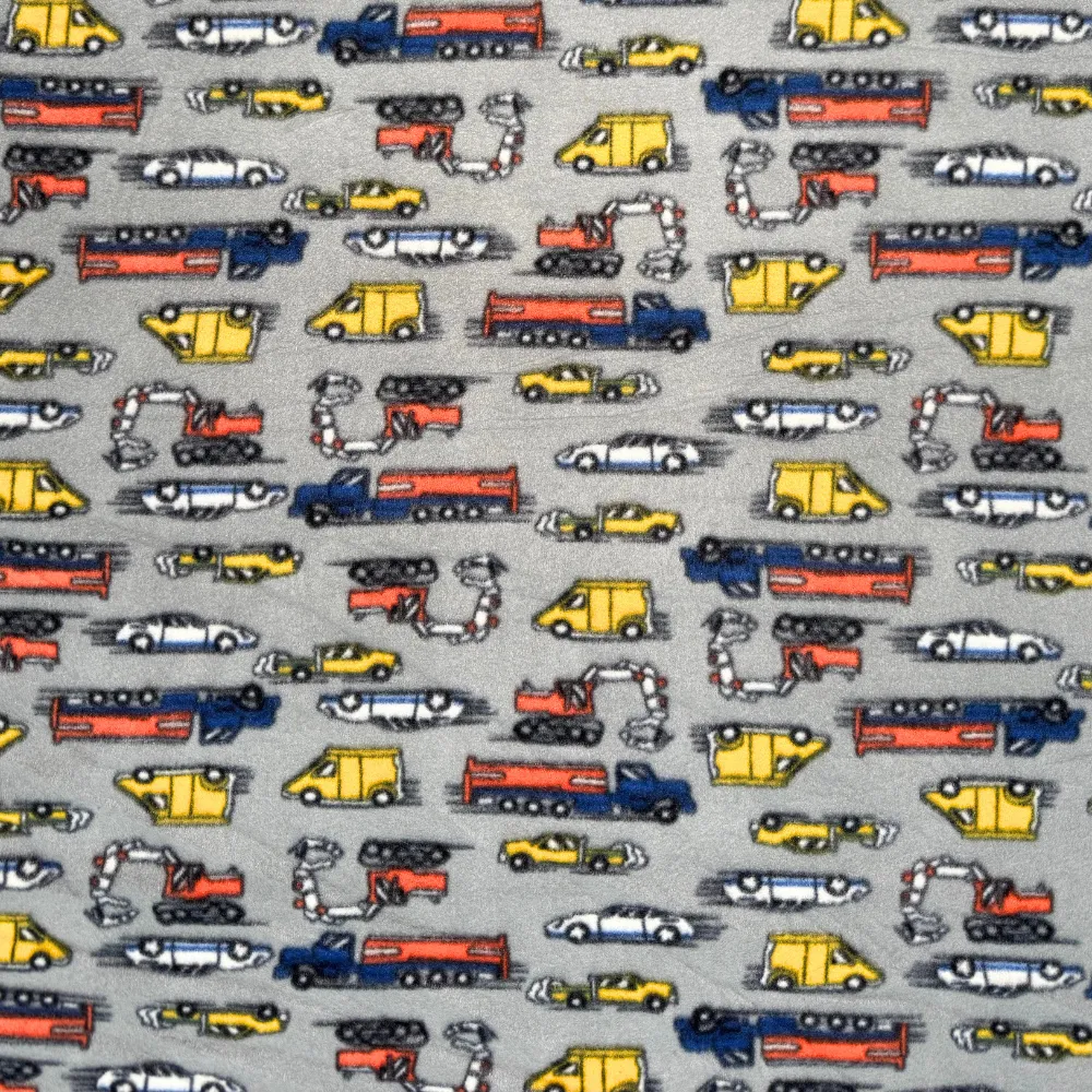 Printed Polar Fleece Cars & Trucks Grey