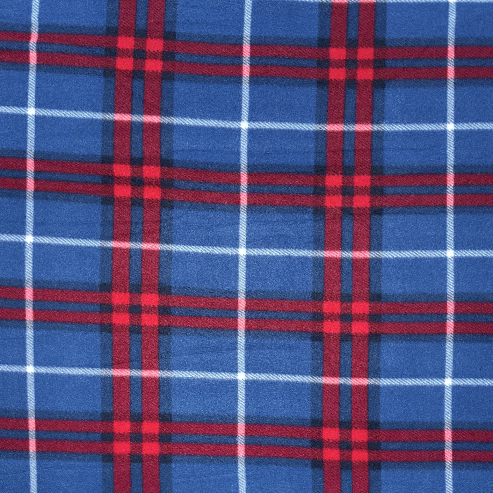 Printed Polar Fleece Check Royal & Red