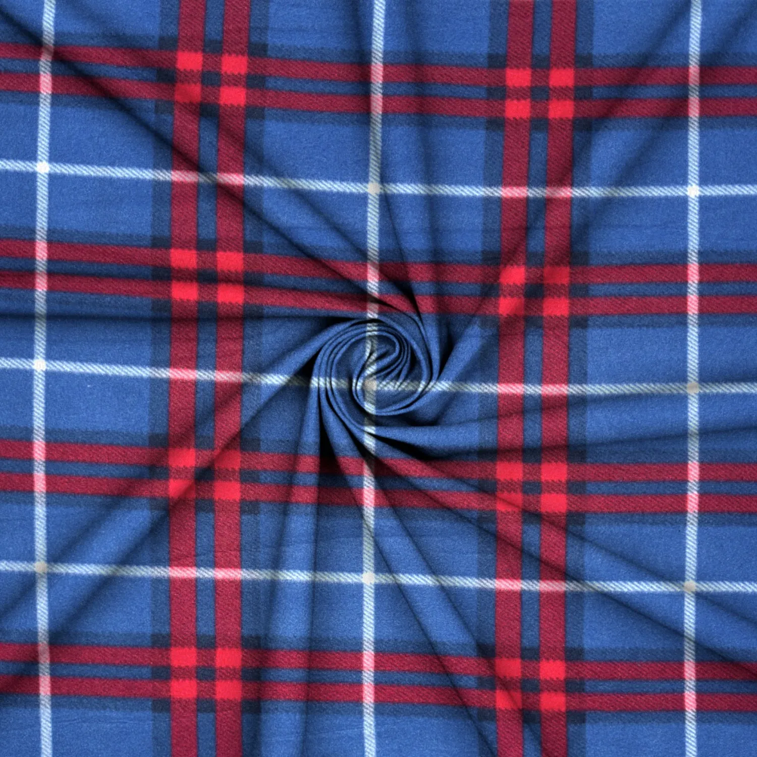 Printed Polar Fleece Check Royal & Red