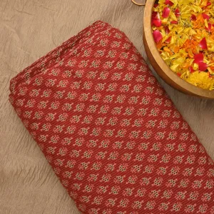 Prismatic Red Ajrakh Printed Cotton Fabric