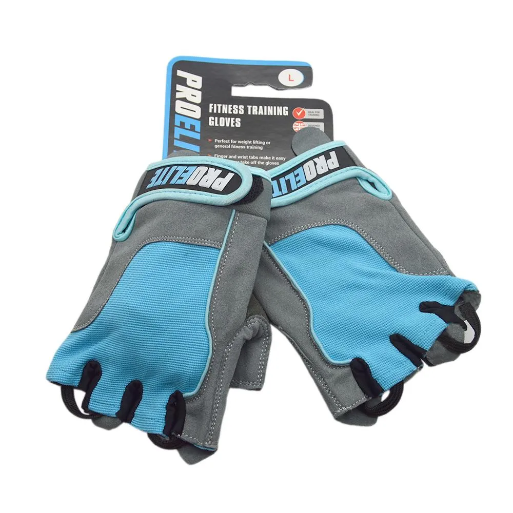 PROELITE Weight Lifting Gloves - Sky Blue/Grey