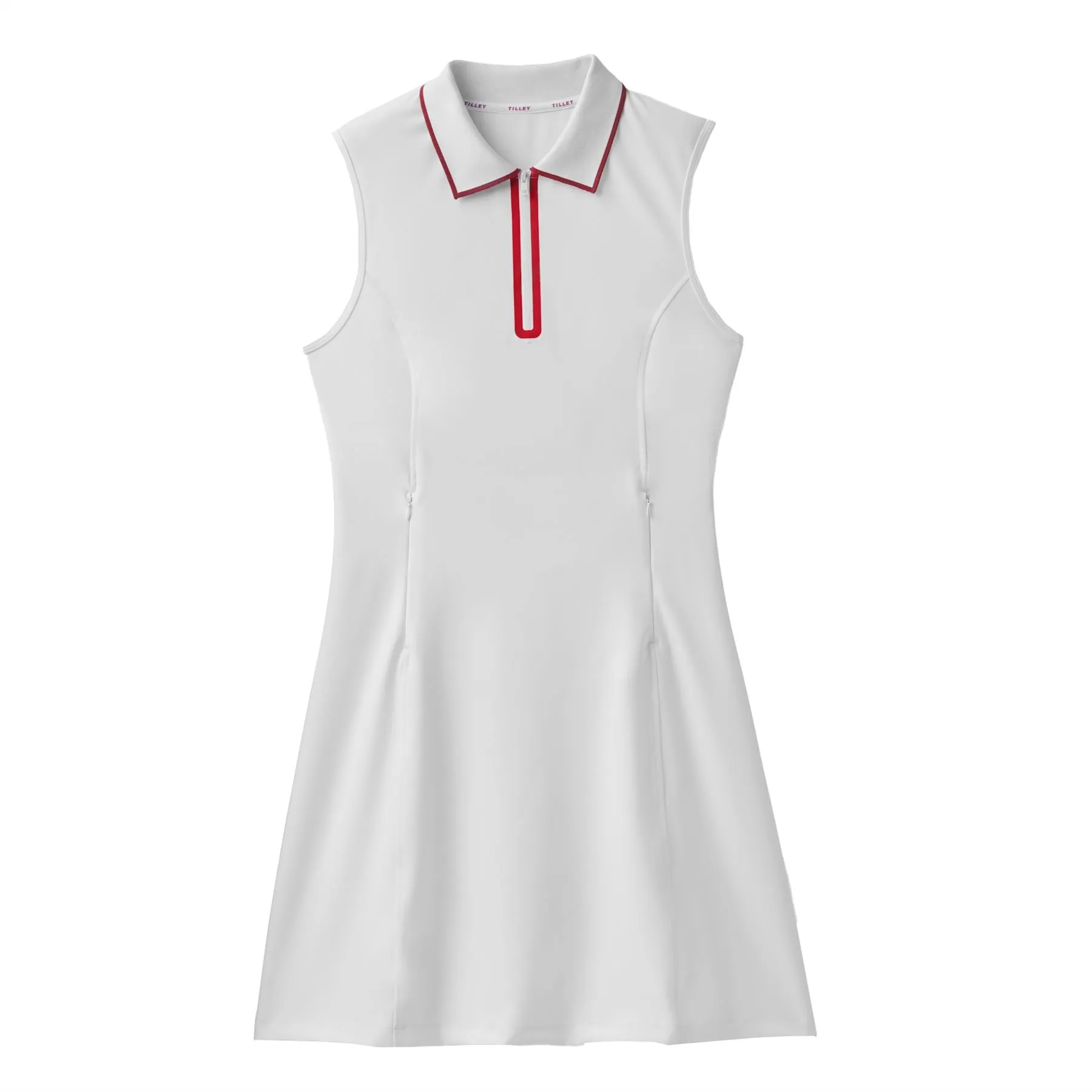 Quarter Zip Polo Dress White/Sport Red