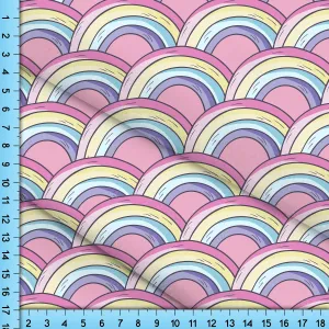 Rainbow Pink Fabric By The Yard, Pastel Colors Pink, Yellow and Blue Custom Printed on the fabric of your choice