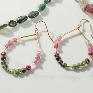 Rainbow Tourmaline Dangly Hoops