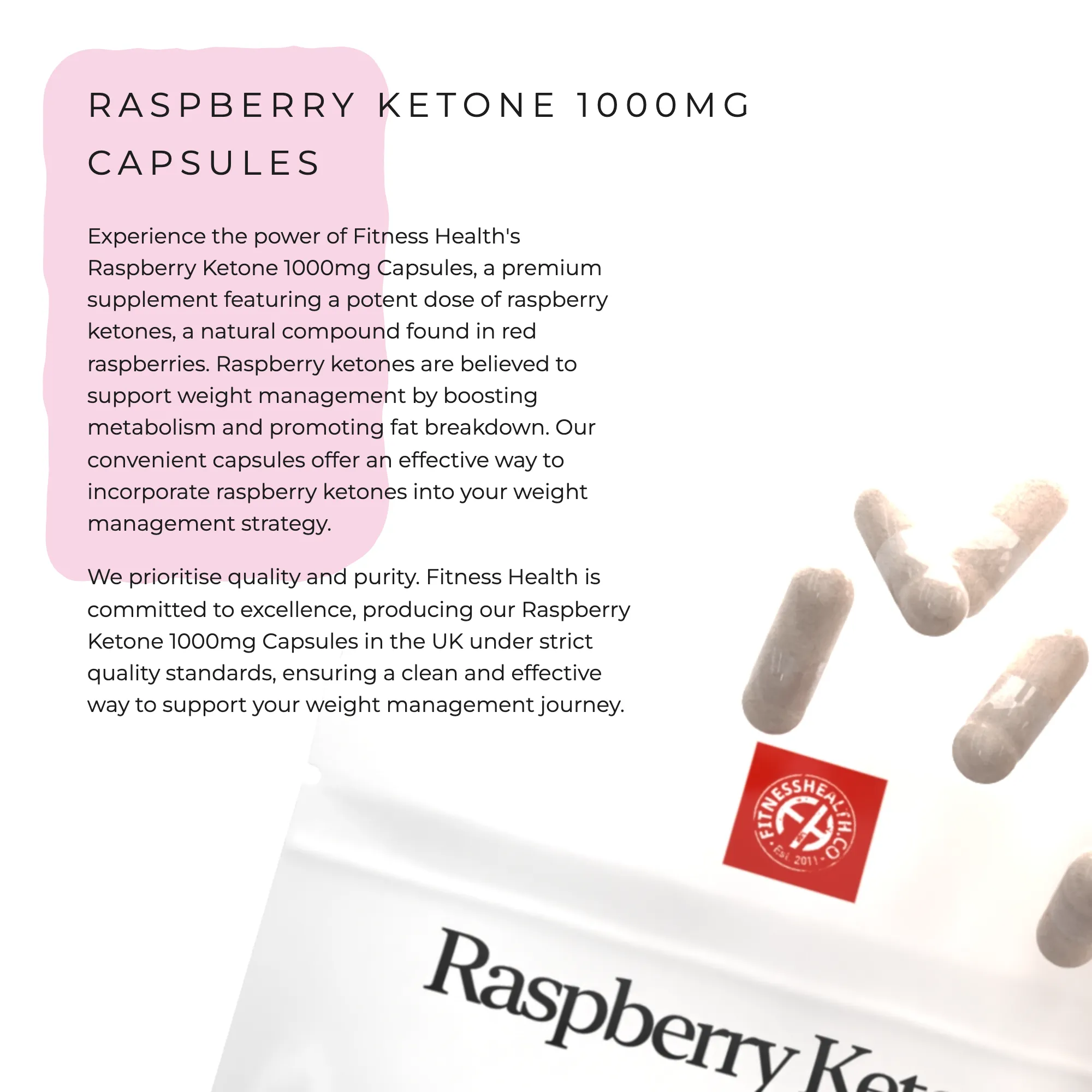 Raspberry Extract Capsule 1000mg (4% Ketones) Vegan