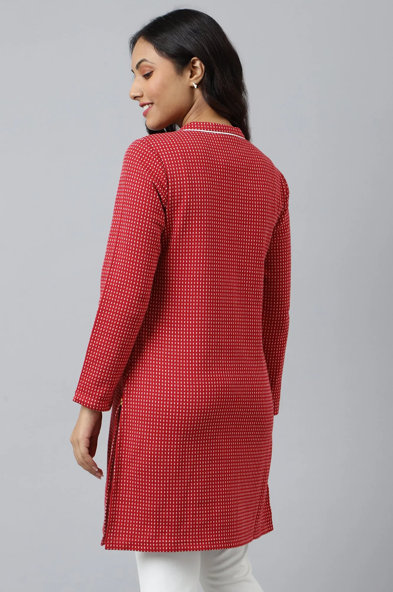 Red Yarn-dyed Winter kurta