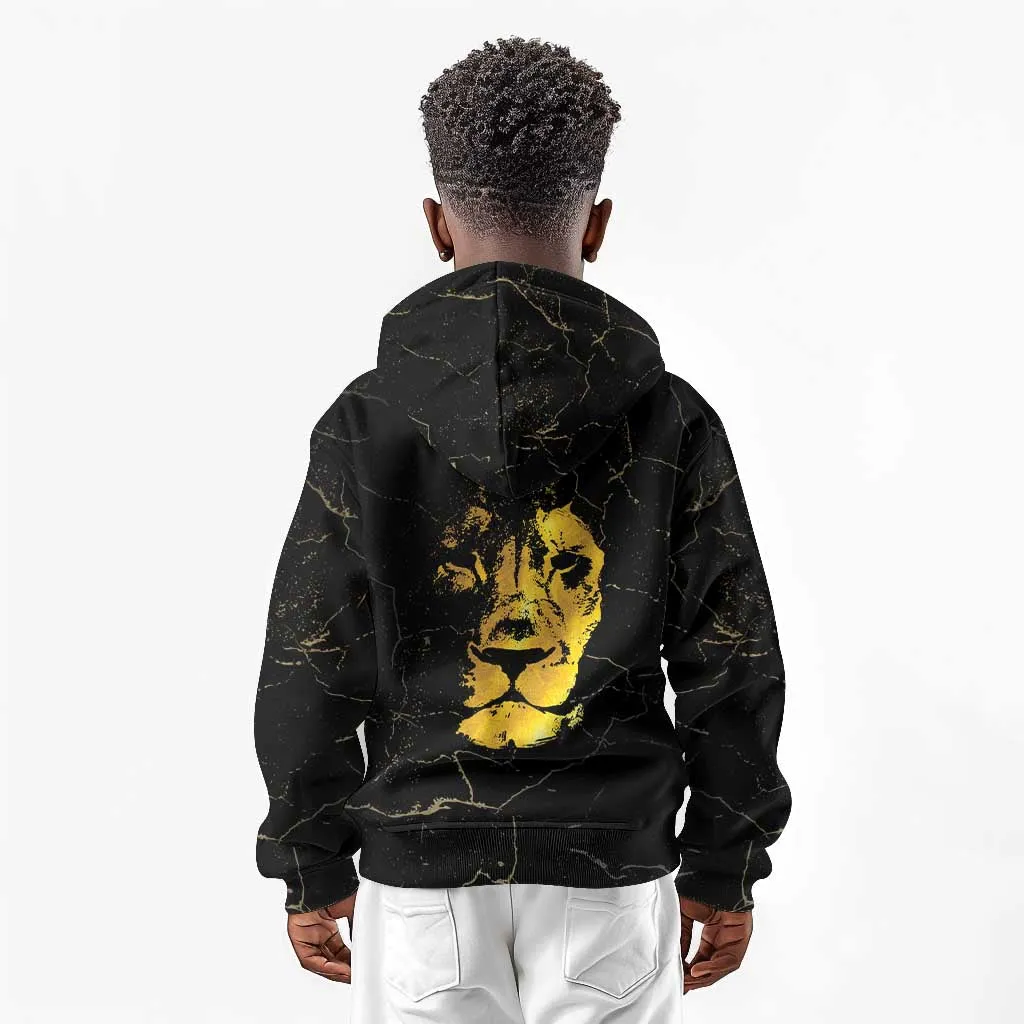 Reggae King Marley Kid Hoodie Gold Lion LT05