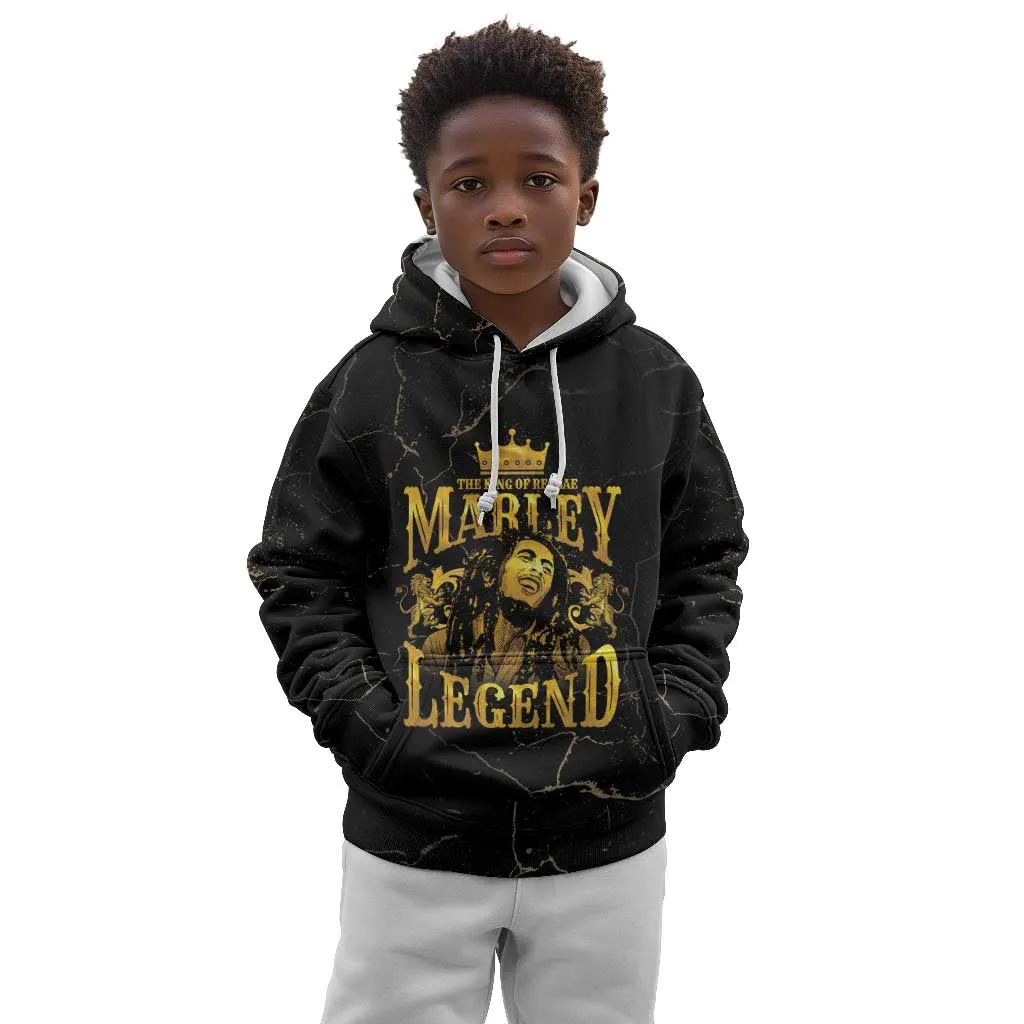 Reggae King Marley Kid Hoodie Gold Lion LT05