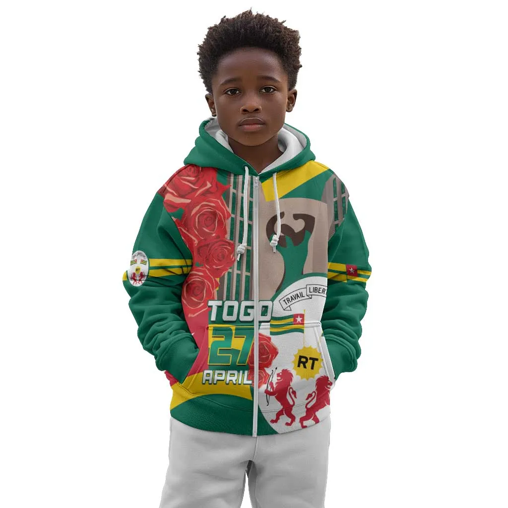 Republique Togolaise Monument de l'Independance Kid Hoodie African Pinkish Rose Coat Of Arms LT14