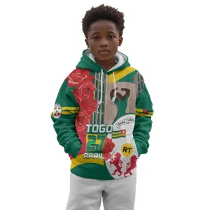 Republique Togolaise Monument de l'Independance Kid Hoodie African Pinkish Rose Coat Of Arms LT14