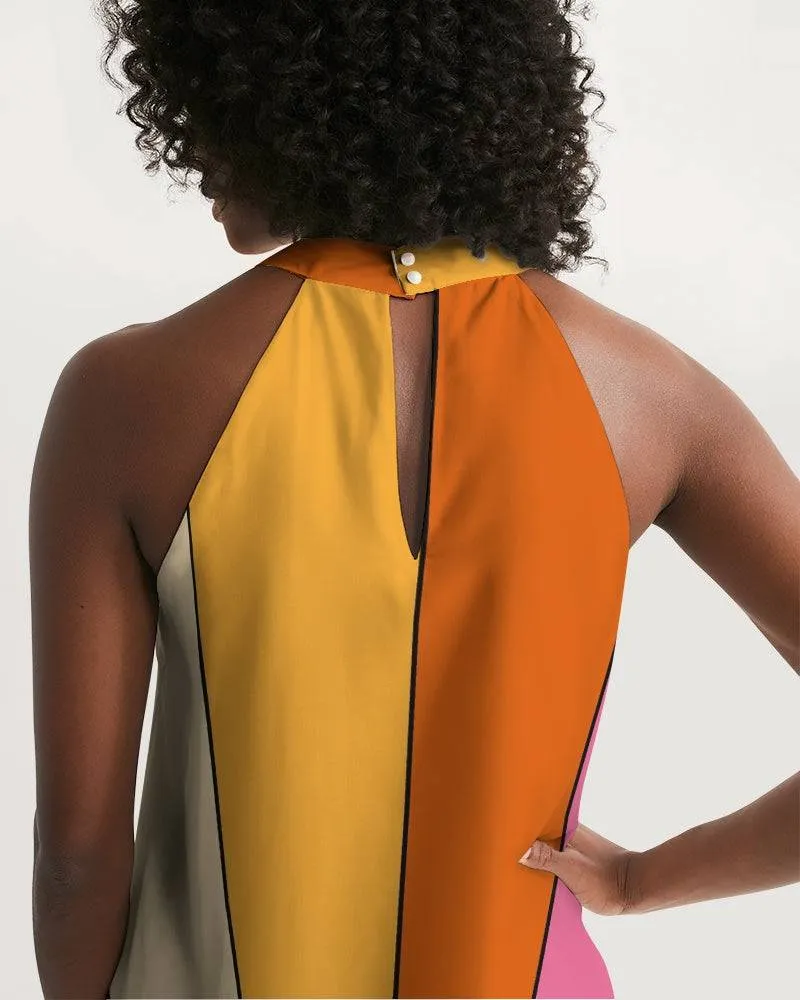 Retro Sun Rays Halter Dress