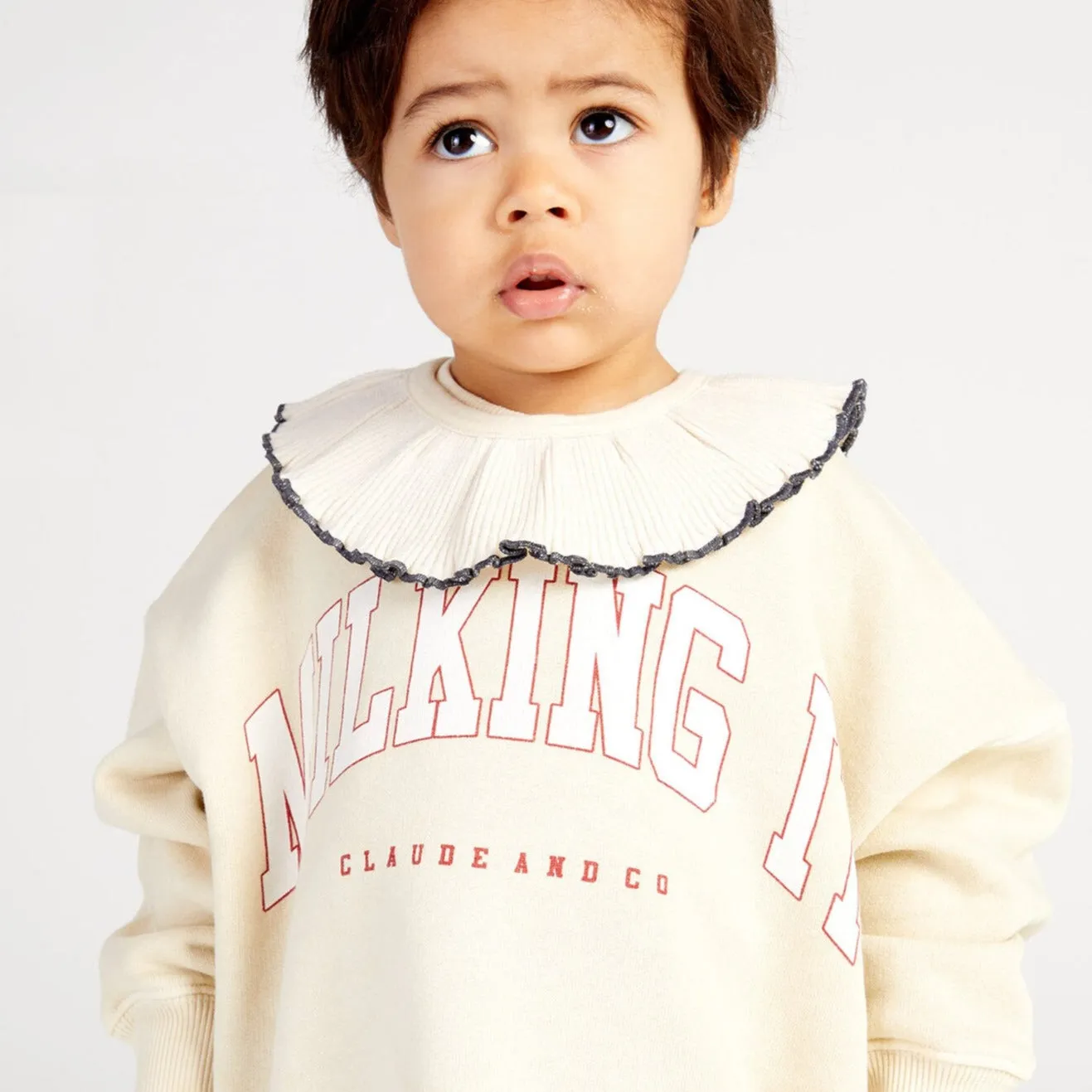 Rib Knit Detachable Frilled Collar (Oat)