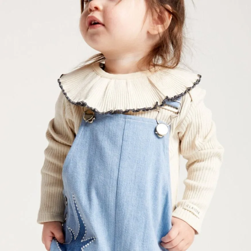 Rib Knit Detachable Frilled Collar (Oat)
