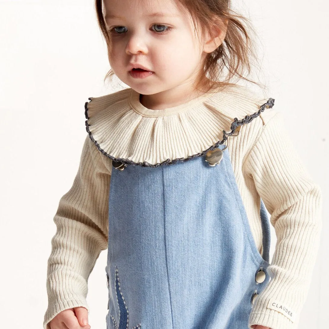 Rib Knit Detachable Frilled Collar (Oat)