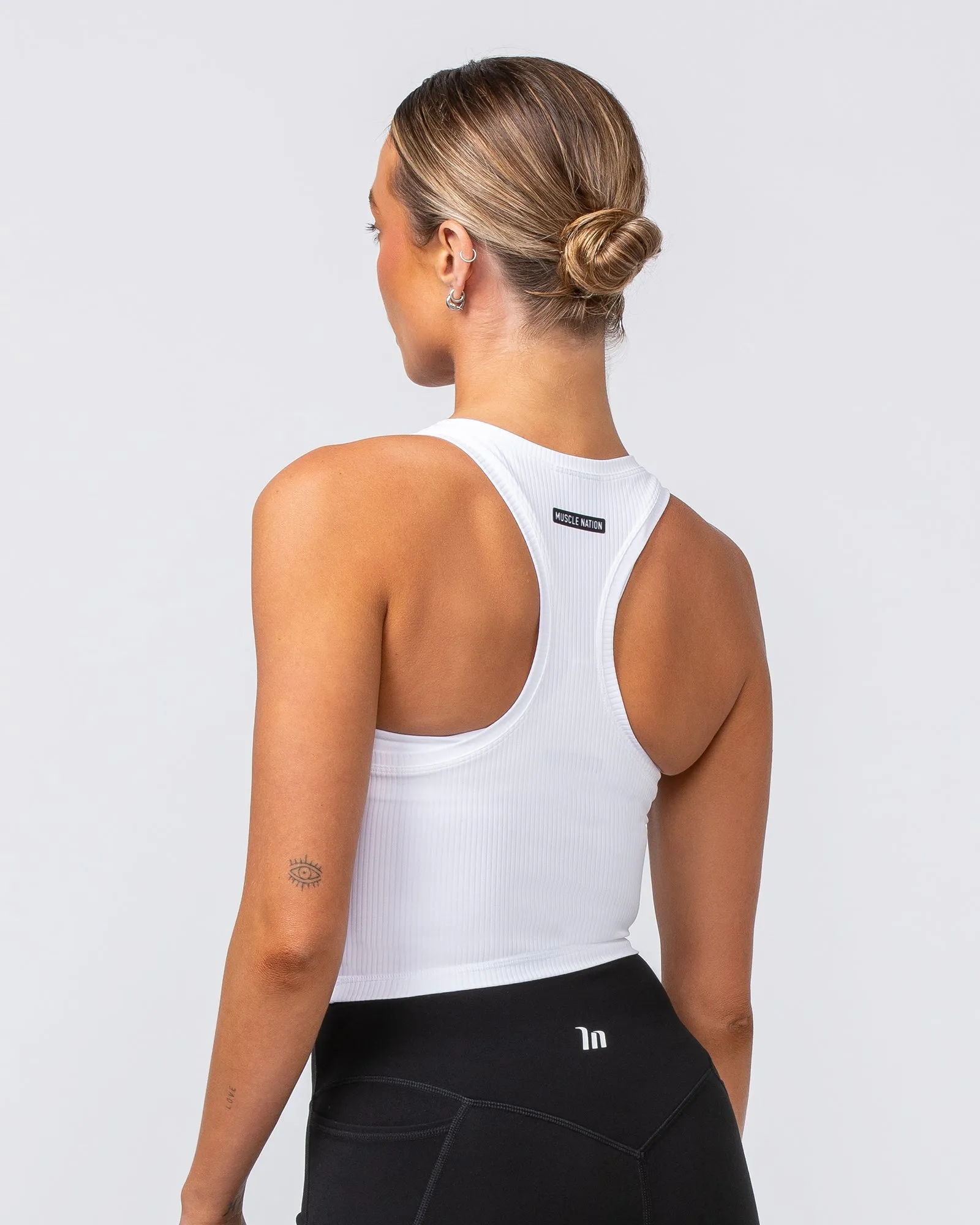 Rib Staple Cropped Tank - White