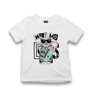 Rock Star - Cat Kid's White Tshirt