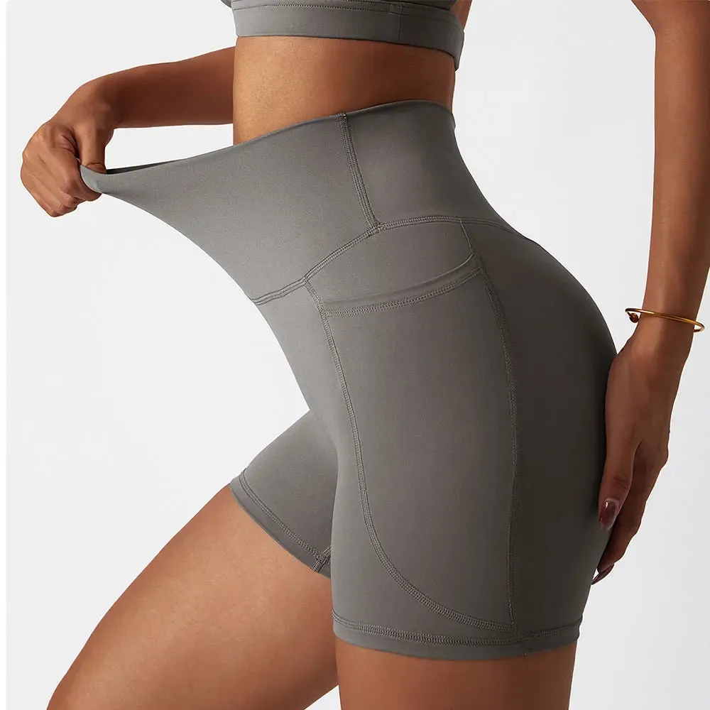 Running High Waist Yoga Shorts with Pocket