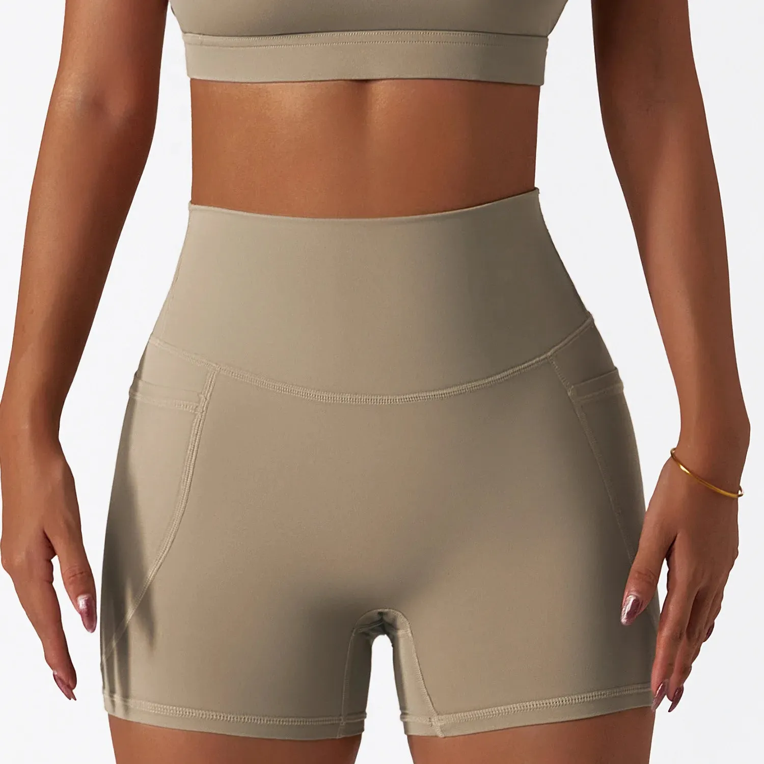 Running High Waist Yoga Shorts with Pocket