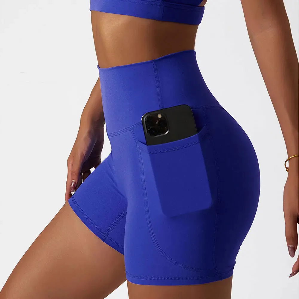 Running High Waist Yoga Shorts with Pocket