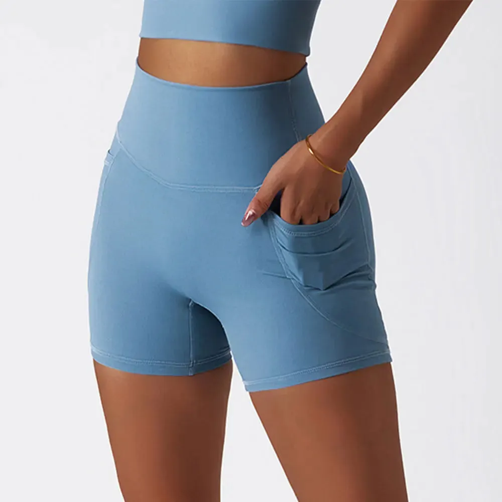 Running High Waist Yoga Shorts with Pocket