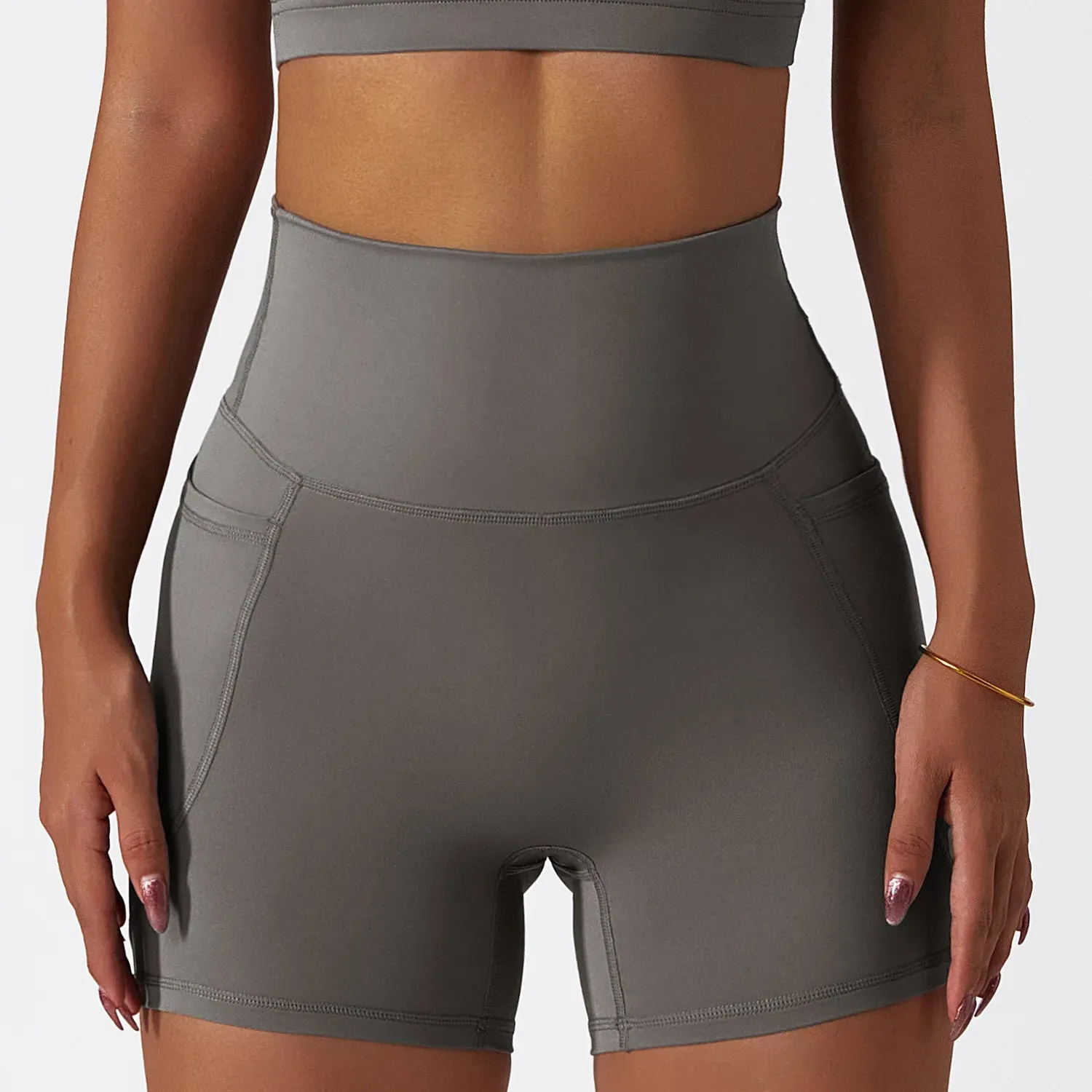 Running High Waist Yoga Shorts with Pocket