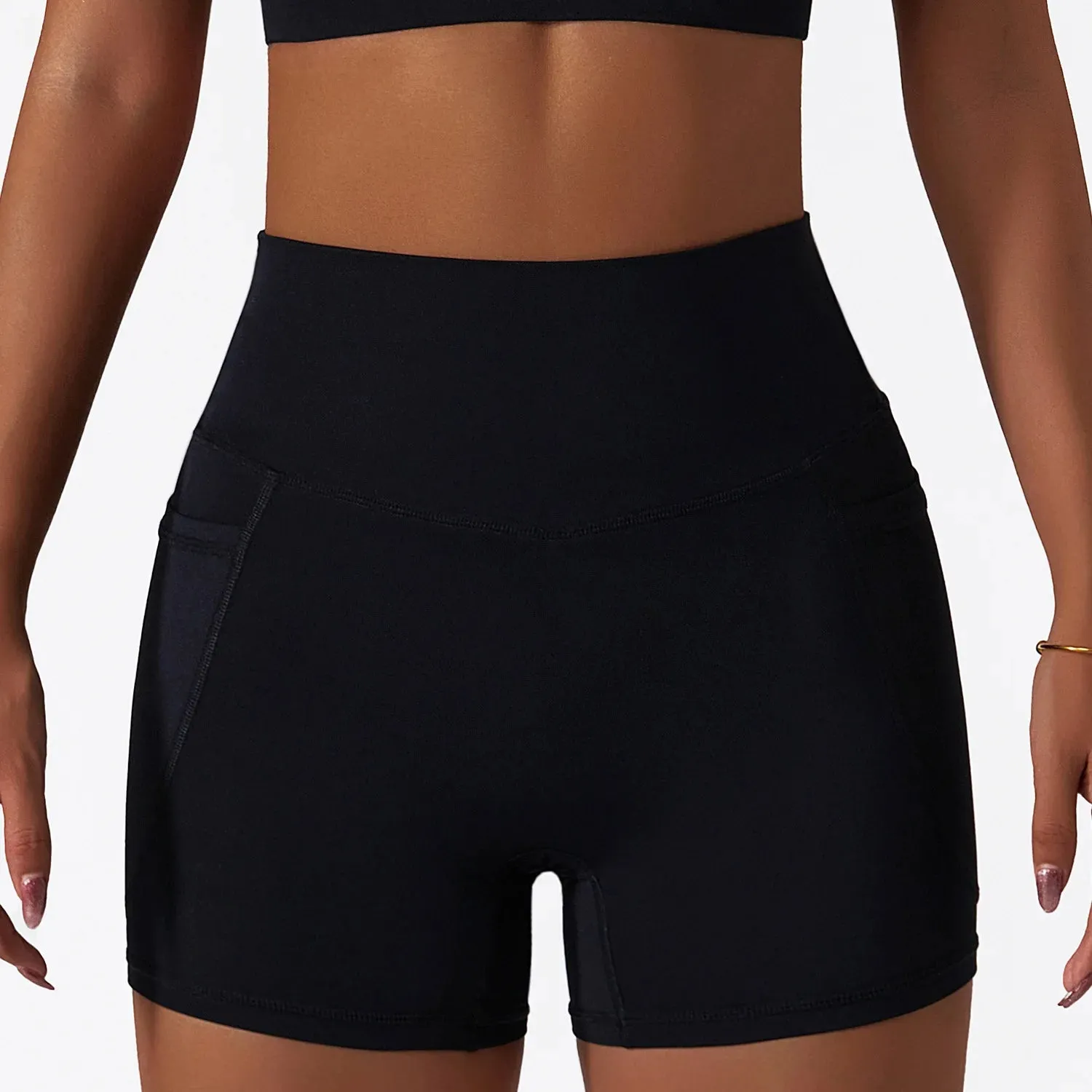 Running High Waist Yoga Shorts with Pocket