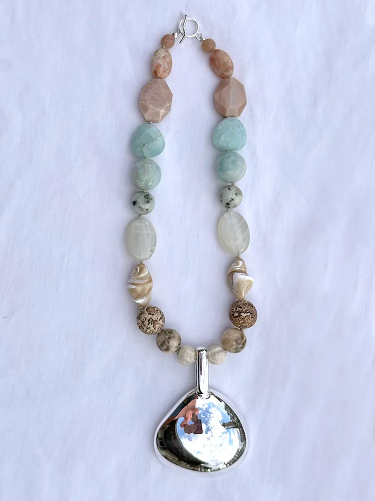S. Sebbag Multi-Bead Necklace w Pendant