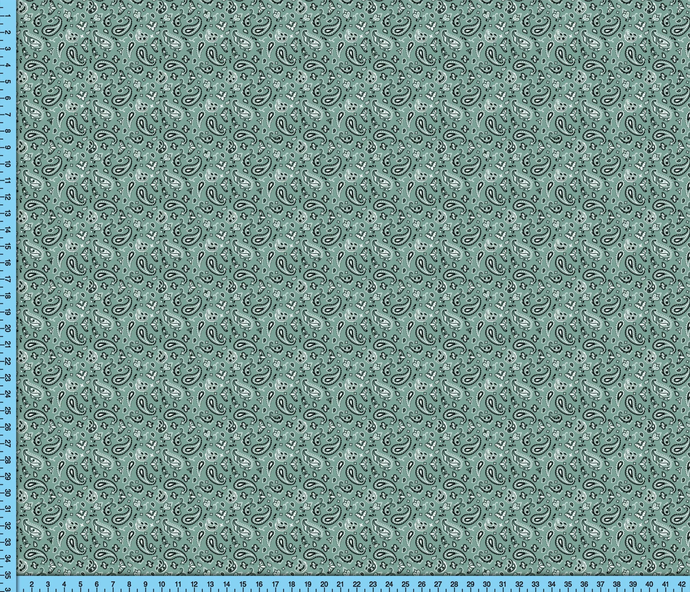 Sage Green Paisley Bandana Fabric, Pastel Printed Cloth By the Yard