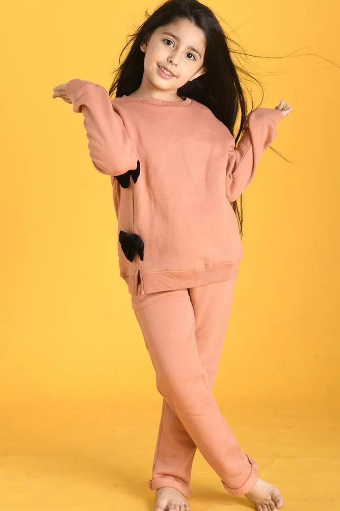 SAND BOW FLEECE SWEATSHIRT JOGGER SET - SAND