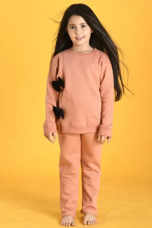SAND BOW FLEECE SWEATSHIRT JOGGER SET - SAND