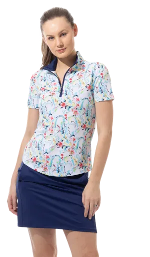 SanSoleil   SolTek  Lux S/S  Print Mock 900621- Chantily Multi