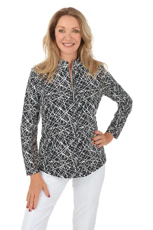 Scribble Splatter Cooling UPF50  Mock Neck Top