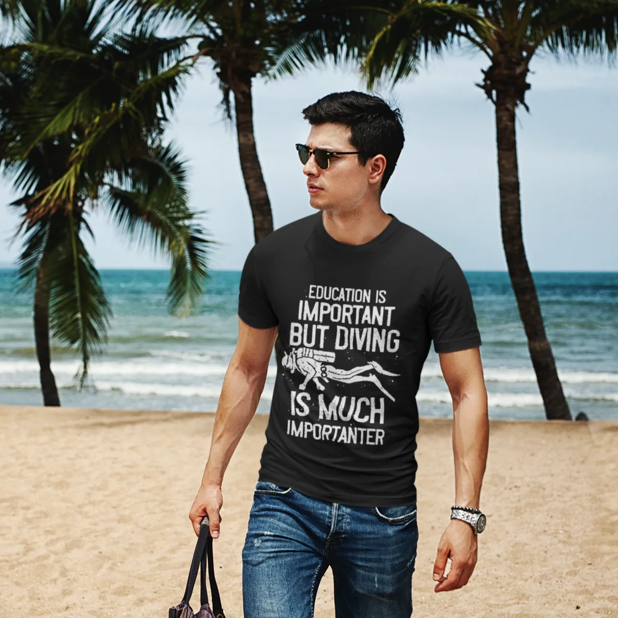 Scuba diving T-Shirt for Men | Education Is Important