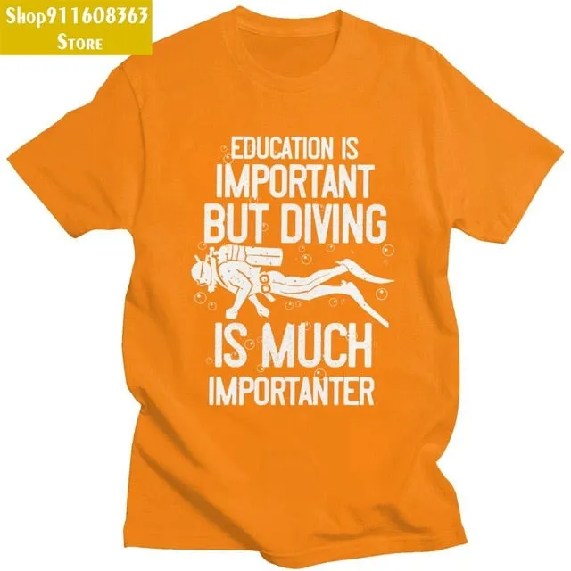Scuba diving T-Shirt for Men | Education Is Important