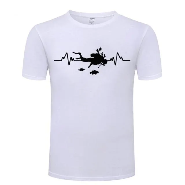 Scuba diving T-Shirt for Men | Scuba Heart Beat with Fish