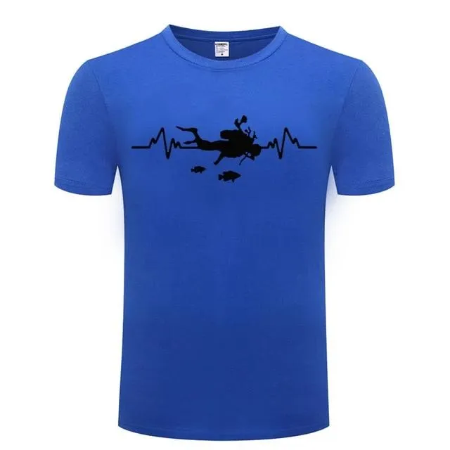 Scuba diving T-Shirt for Men | Scuba Heart Beat with Fish