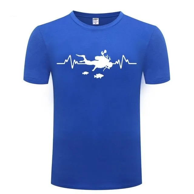 Scuba diving T-Shirt for Men | Scuba Heart Beat with Fish