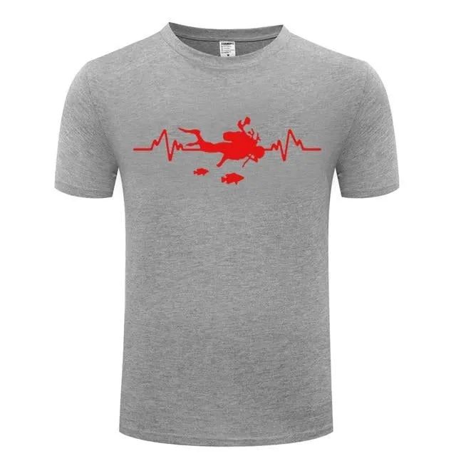 Scuba diving T-Shirt for Men | Scuba Heart Beat with Fish