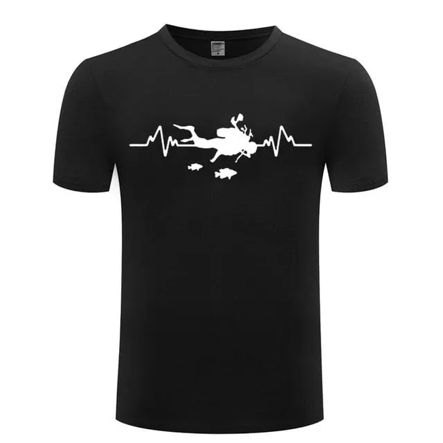 Scuba diving T-Shirt for Men | Scuba Heart Beat with Fish