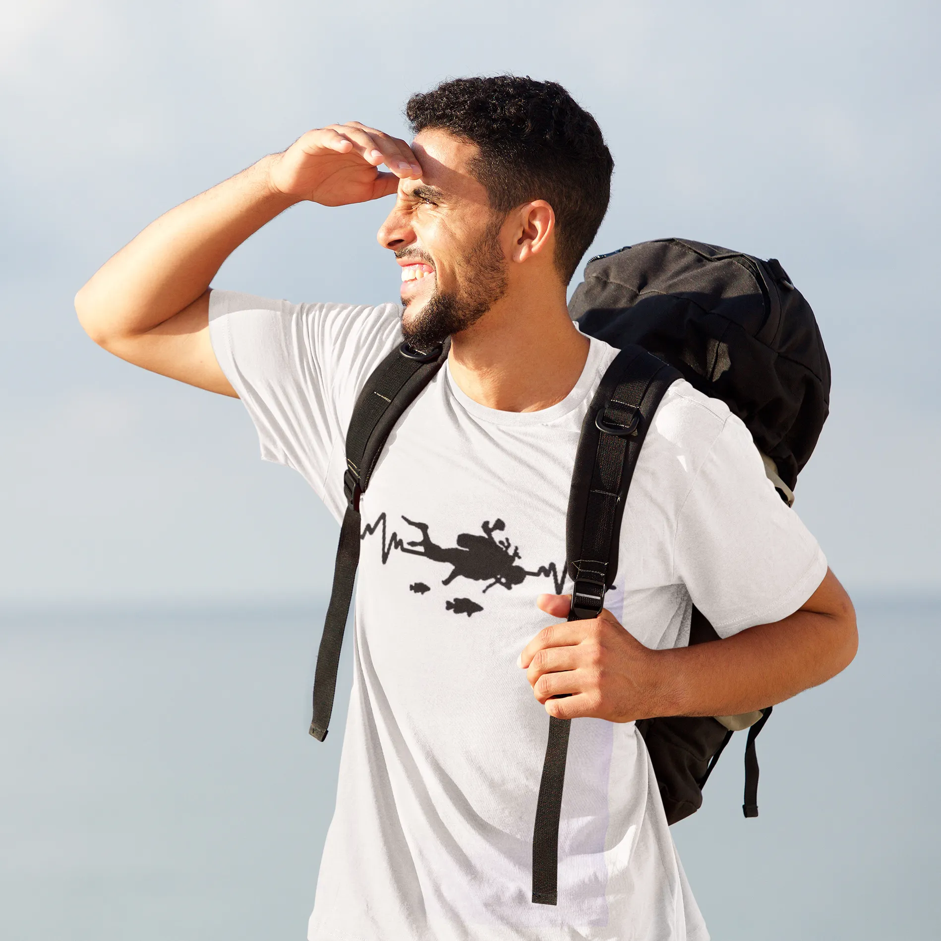 Scuba diving T-Shirt for Men | Scuba Heart Beat with Fish